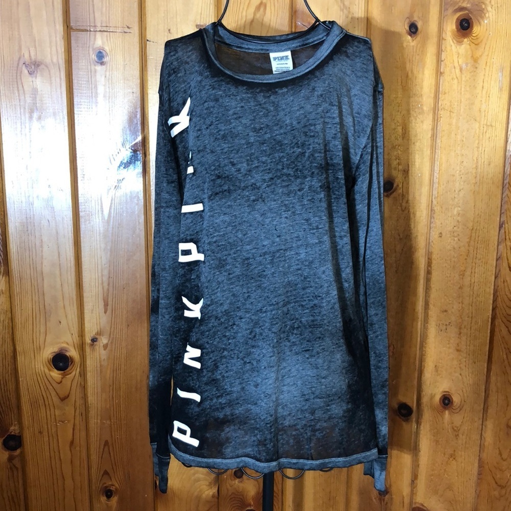 Pink Victoria's secret long sleeve light weight gray shirt size small sheer​​